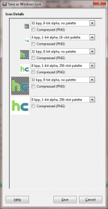 GIMP Icon Save Dialog