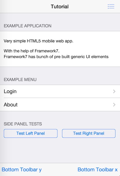 framework7 htmlcenter tutorial home page
